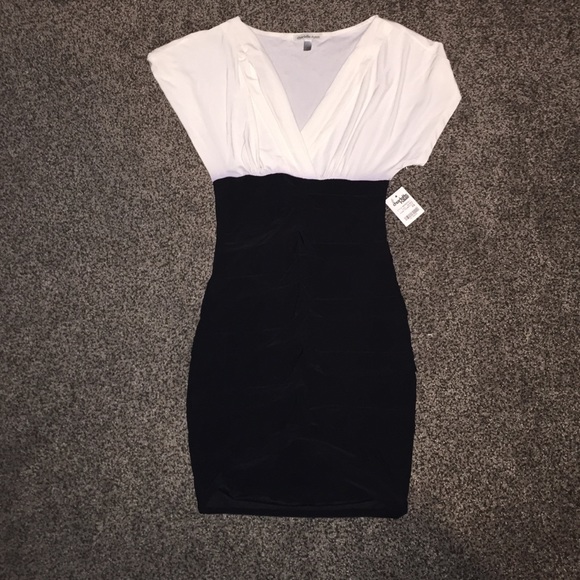 Color block white and black dress