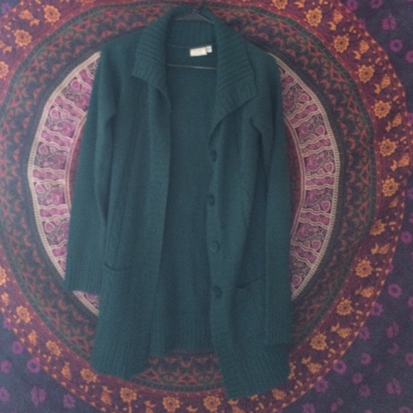 Dark Green Arizona Knit Button Down Cardigan