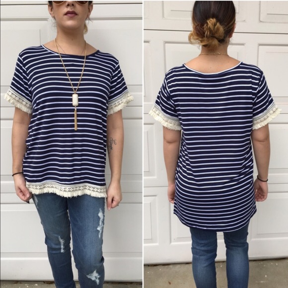 🔻clearance🔻Striped short sleeve tops - Picture 2 of 2