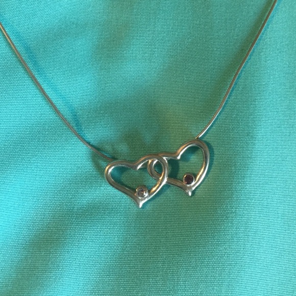 Double Heart Swarovski Sterling Silver Necklace