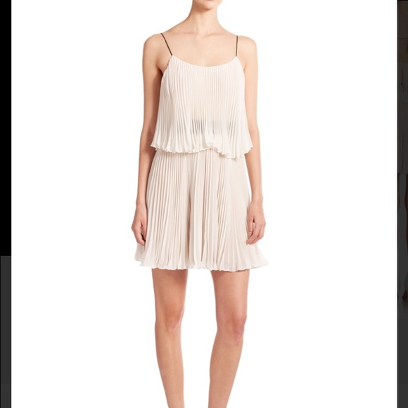 ABS pleated cami dress in off-white