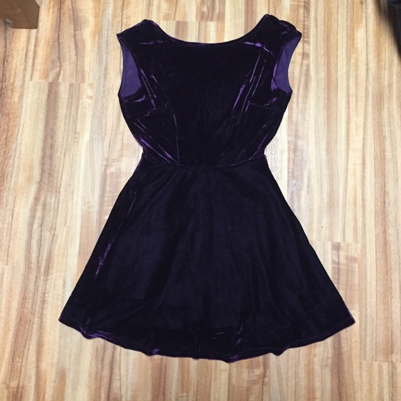 Purple velvet skater dress