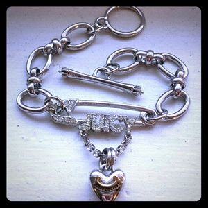Juicy Couture safety pin charm bracelet