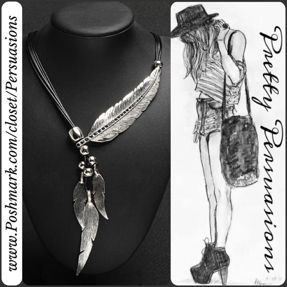 Pretty Persuasions Jewelry - NWT Silver Tone Feather Pendent Statement Necklace