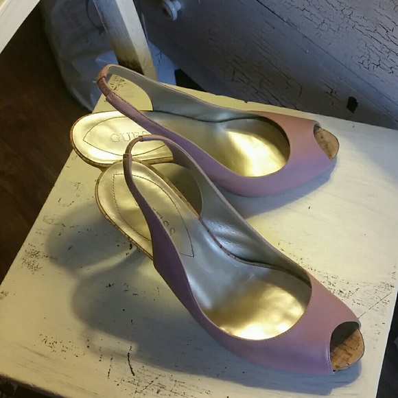 Open toed purple high heels