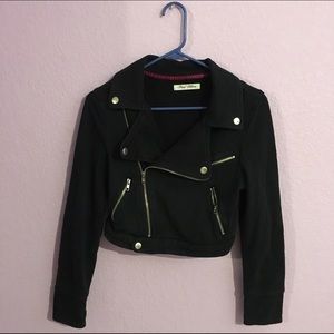 Cloth zip-up Moto jacket