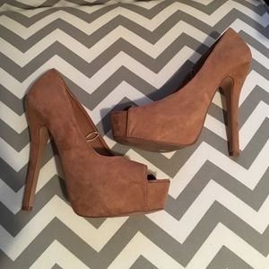 Forever 21 Suede Peep-Toe Heels Forever 21 Suede Peep-Toe Heels