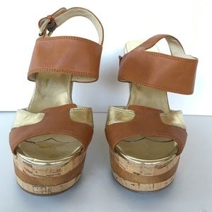 Michael Kors Cork, Wood + Leather Wedges