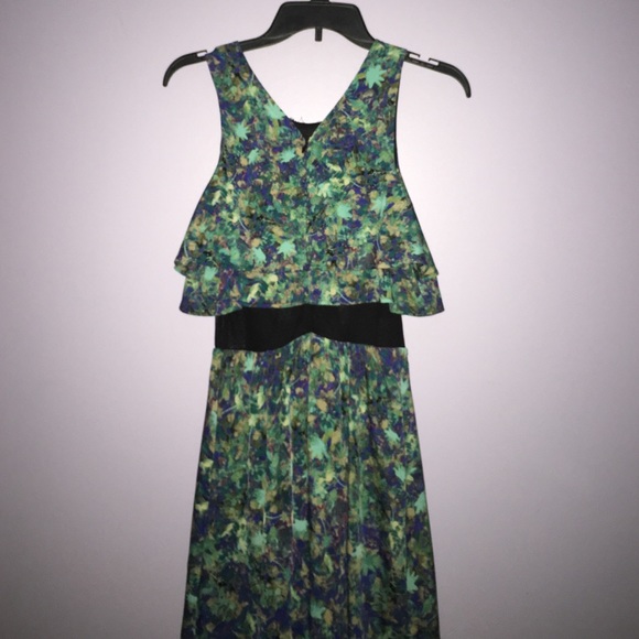 Green, floral pattern dress