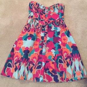 Funky pattern corset top strapless dress