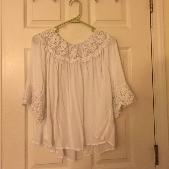 White Kimchi Blue Peasant Top
