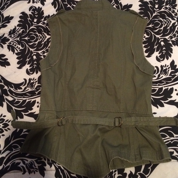 Olive Vest with gold studs - Picture 2 of 3