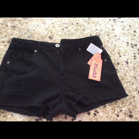 Black mudd high waist shorts