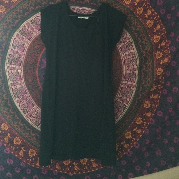 Black T-shirt Dress with Breast Pocket