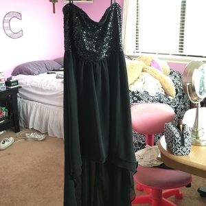 black sparkly high low