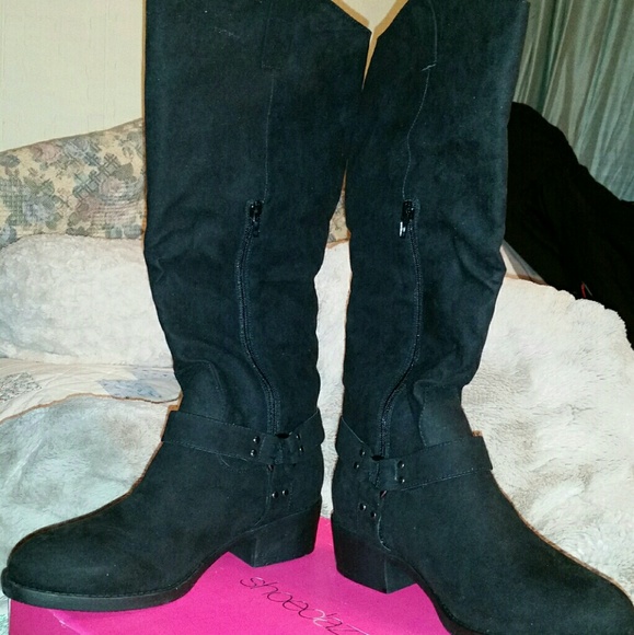 Leecea Black Faux Suede Boots