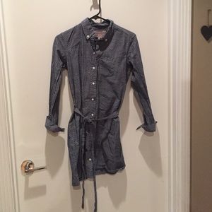Bananna Republic polka dotted denim shirt dress