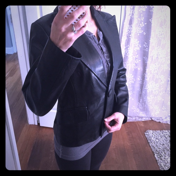 Banana Republic Black Leather Jacket Size 4