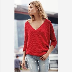 Express engineered rib vneck tunic sweater