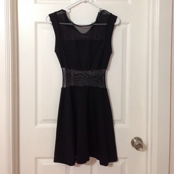 Black mesh skater dress