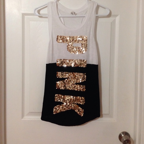Black and white sequined tank