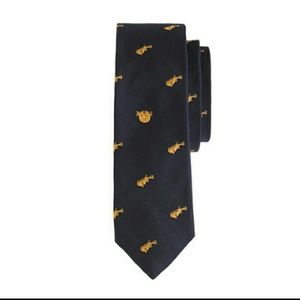 English silk tie w/ embroidered blowfish