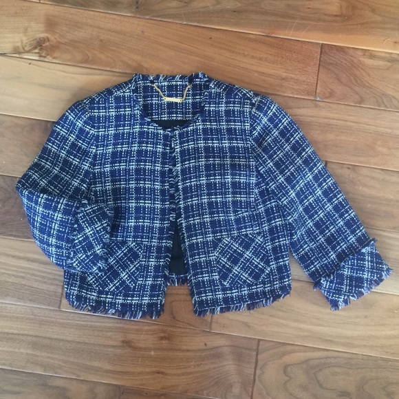 TRINA TURK cropped swing tweed jacket