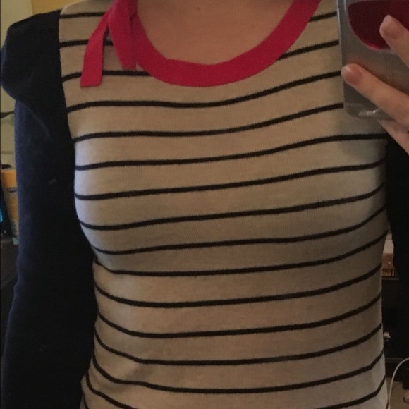 ❌SOLD!❌ H&M puff sleeve striped sweater with tie - Picture 2 of 2