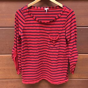 Red and Navy Striped Top