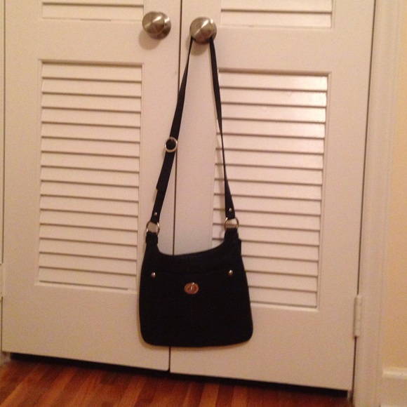 Black leather coach purse
