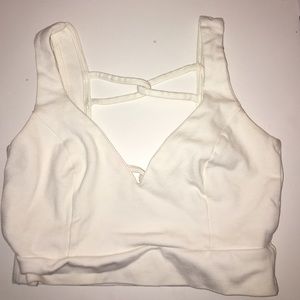 white crop top with criss cross back