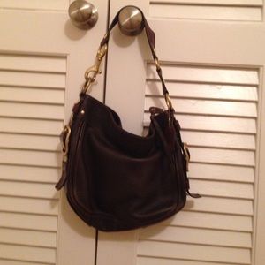 Brown leather coach purse