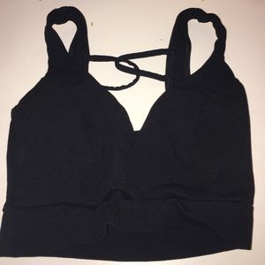 Black crop top with criss cross back