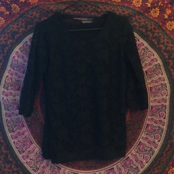 Long Sleeve Lace Top with See Through Lace Sleeves