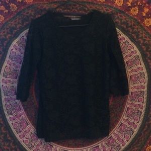 Long Sleeve Lace Top with See Through Lace Sleeves