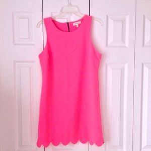 Barbie Pink/Bubblegum Pink Scallop Hem Shift Dress