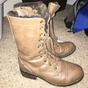 Brown fur boots