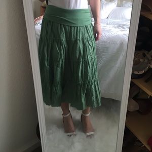 Long green skirt. Bundle up