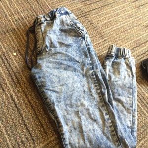 Acid wash joggers.