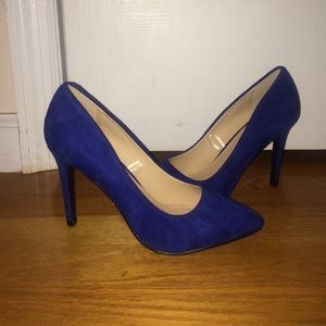 Blue suede heels