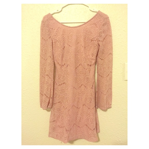 SOLD Lace Bell sleeved dress in Blush/dusty rose