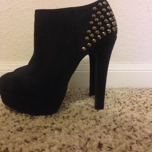 black studded heeled booties
