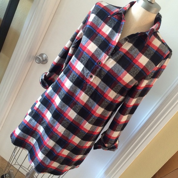 Red Plaid Shirt Dress Forever21 NWT Sz S