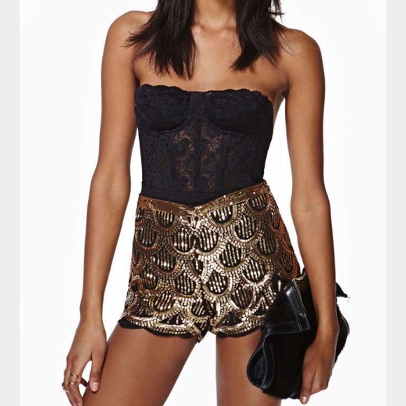 Nasty gal gold shorts,