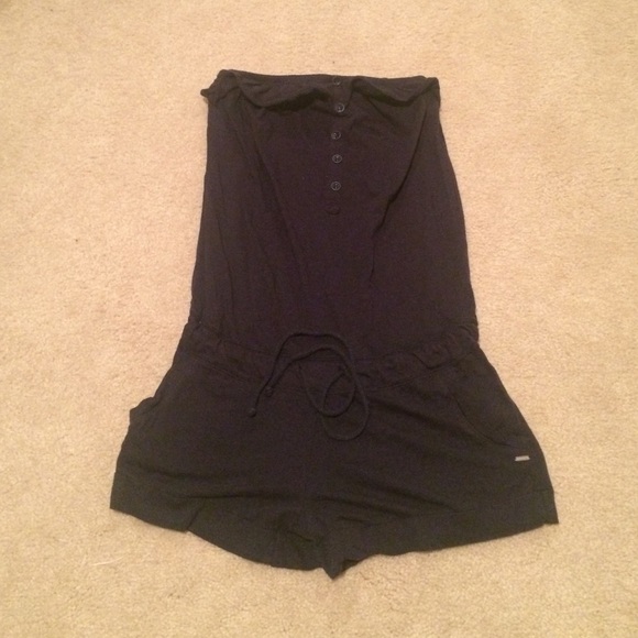 Garage navy blue strapless romper