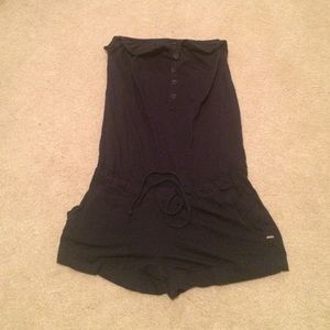 Garage navy blue strapless romper