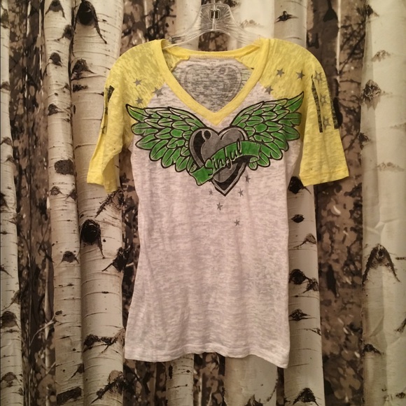 Sinful, burnout, baseball t-shirt.