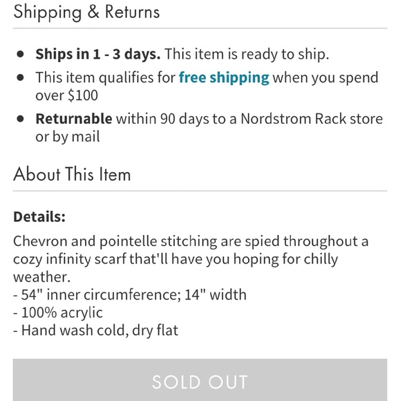 New B.P. Chevron Pointelle Infinity Scarf Redwood - Picture 3 of 4