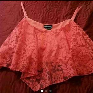 Spaghetti strap lace crop top