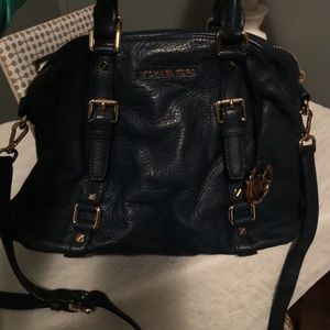 Navy MK Bedford Pebbled Leather Handbag TRADED
